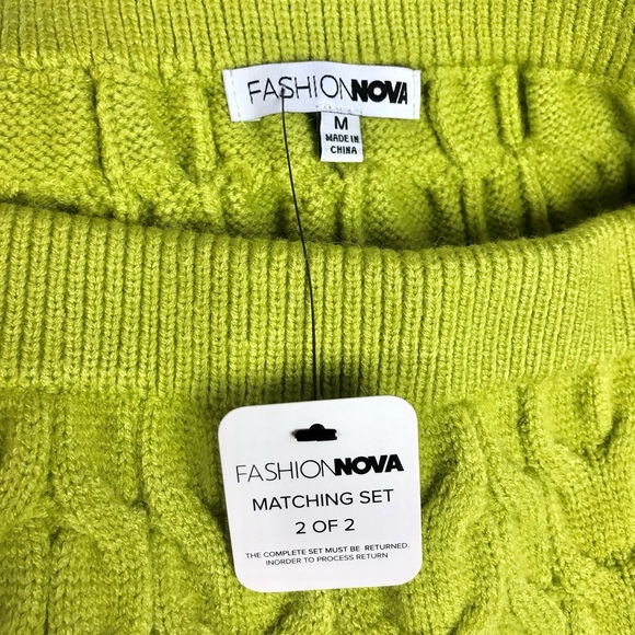 Fashion Nova lime 2pc knit set, NWT - Picture 8 of 9